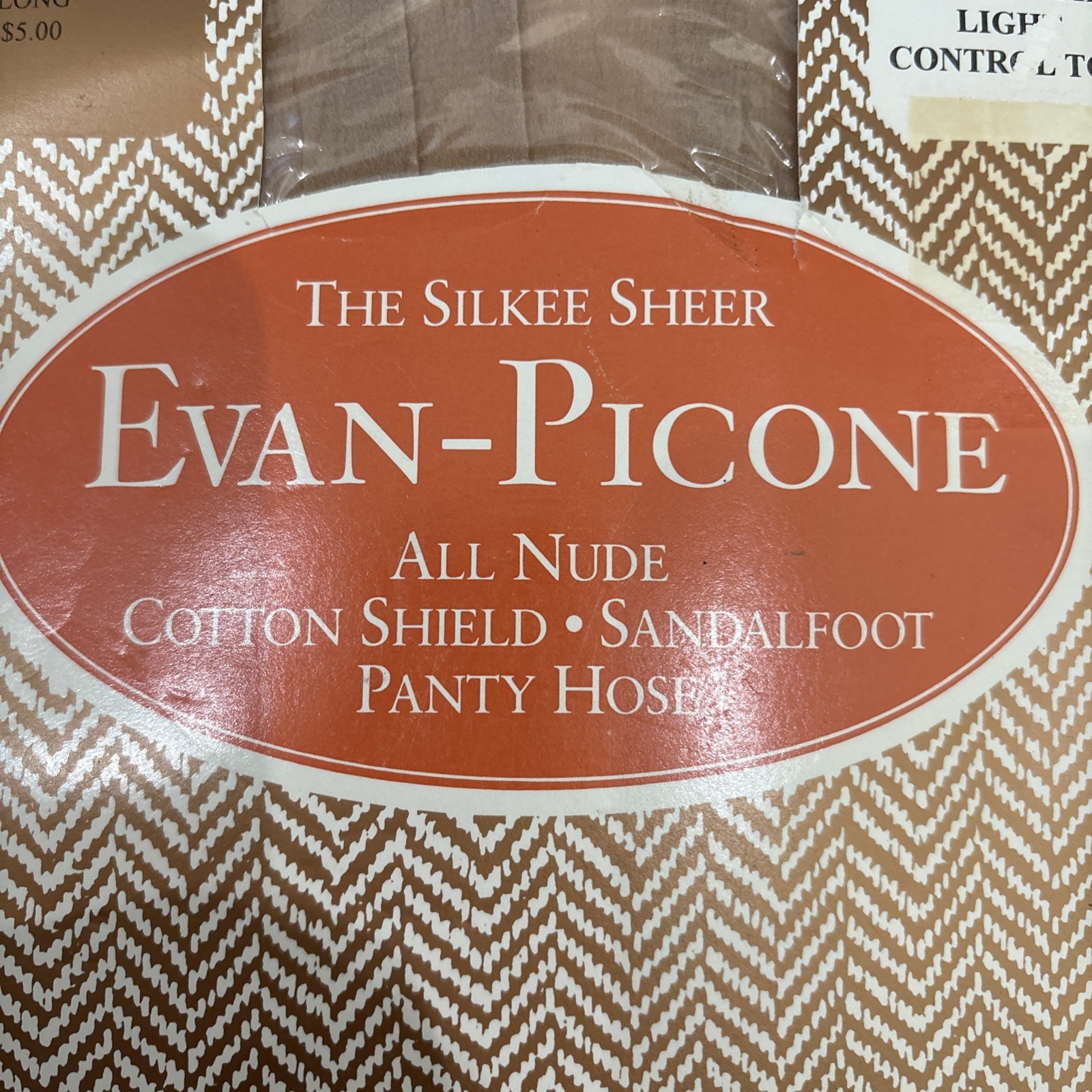 Vintage Evan-Picone Pantyhose NUDE 181 Long Control Top Cotton Shield Sandalfoot