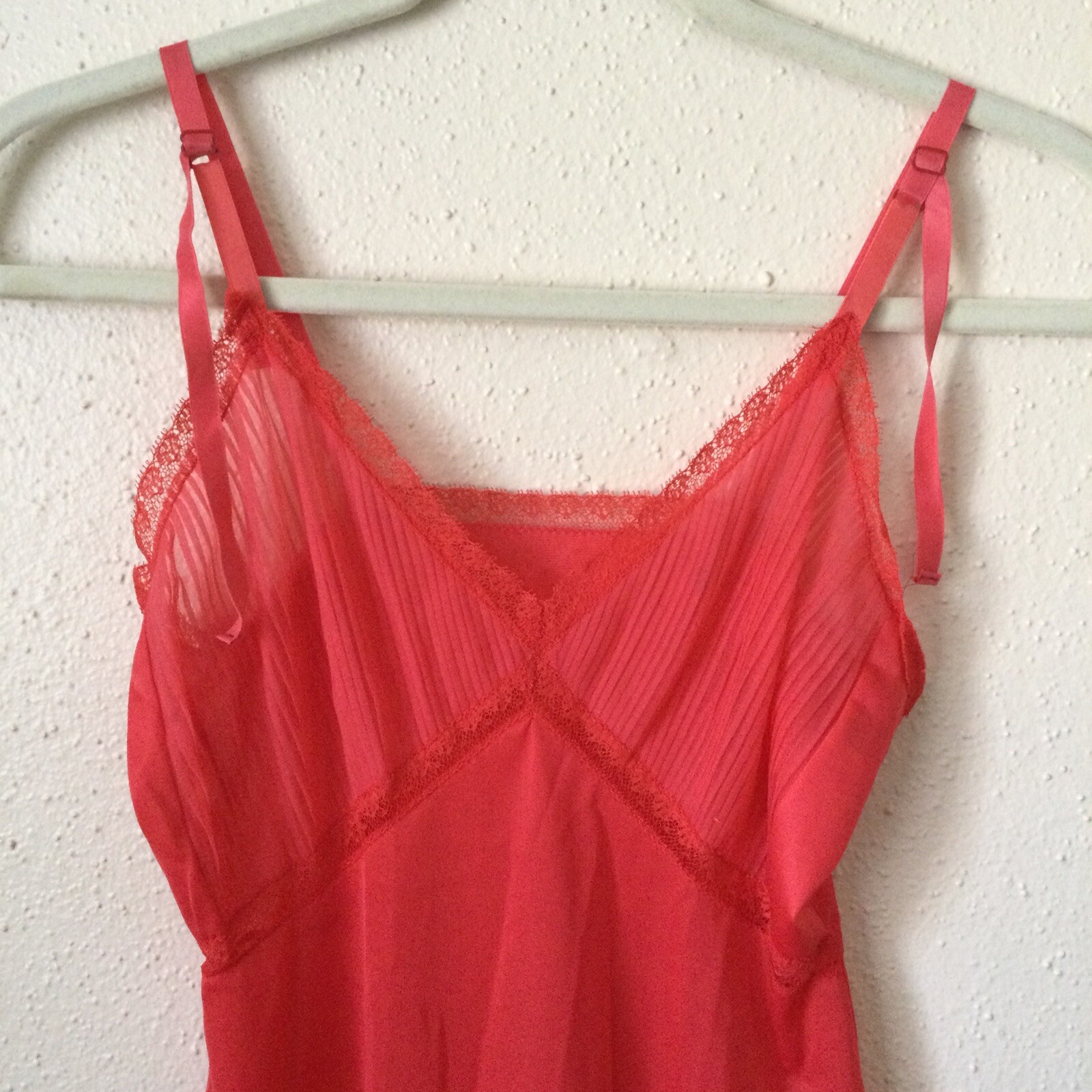 Vintage Evette Nightgown Womens 4/34 Small Pink Ruffle 60s Pinup Lingerie Dress