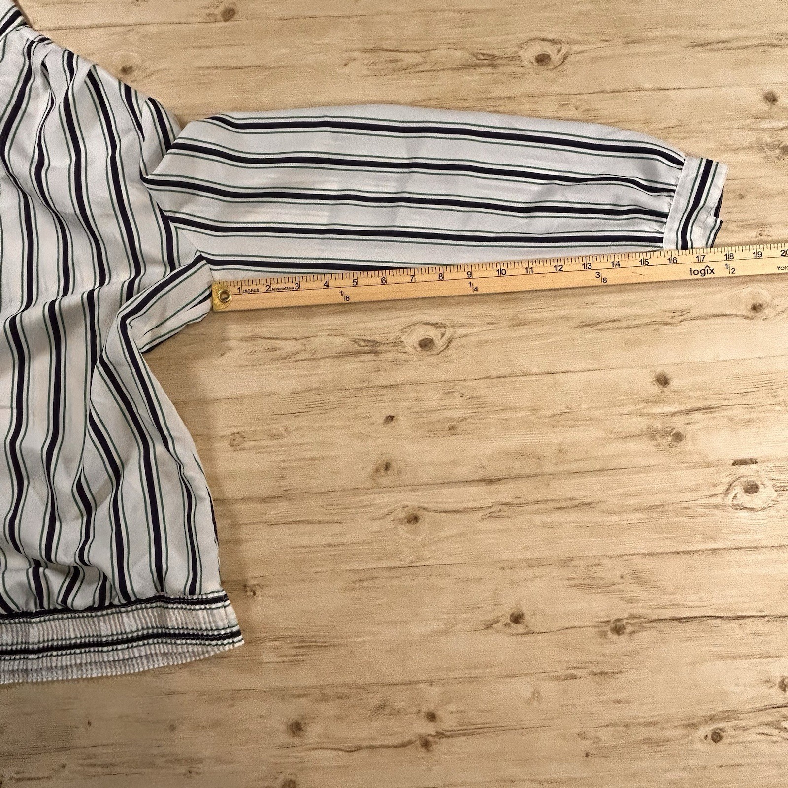 Vintage 80s Pykettes Women’s Striped Long Sleeve Blouse Made in Taiwan ROC