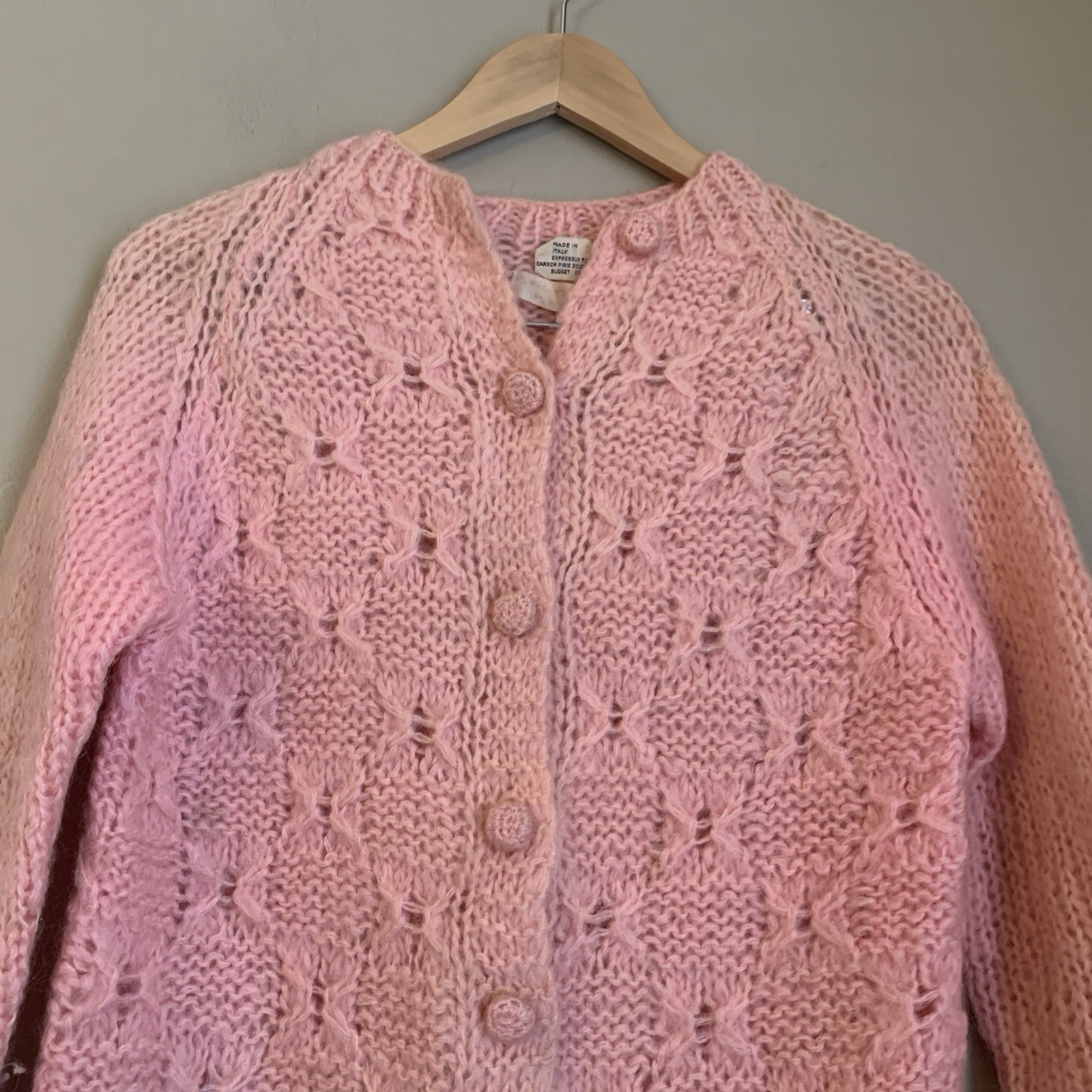 Vtg Carson Pirie Scott Made In Italy cardigan Sweater Wool Mohair Rare 40s Sz 38