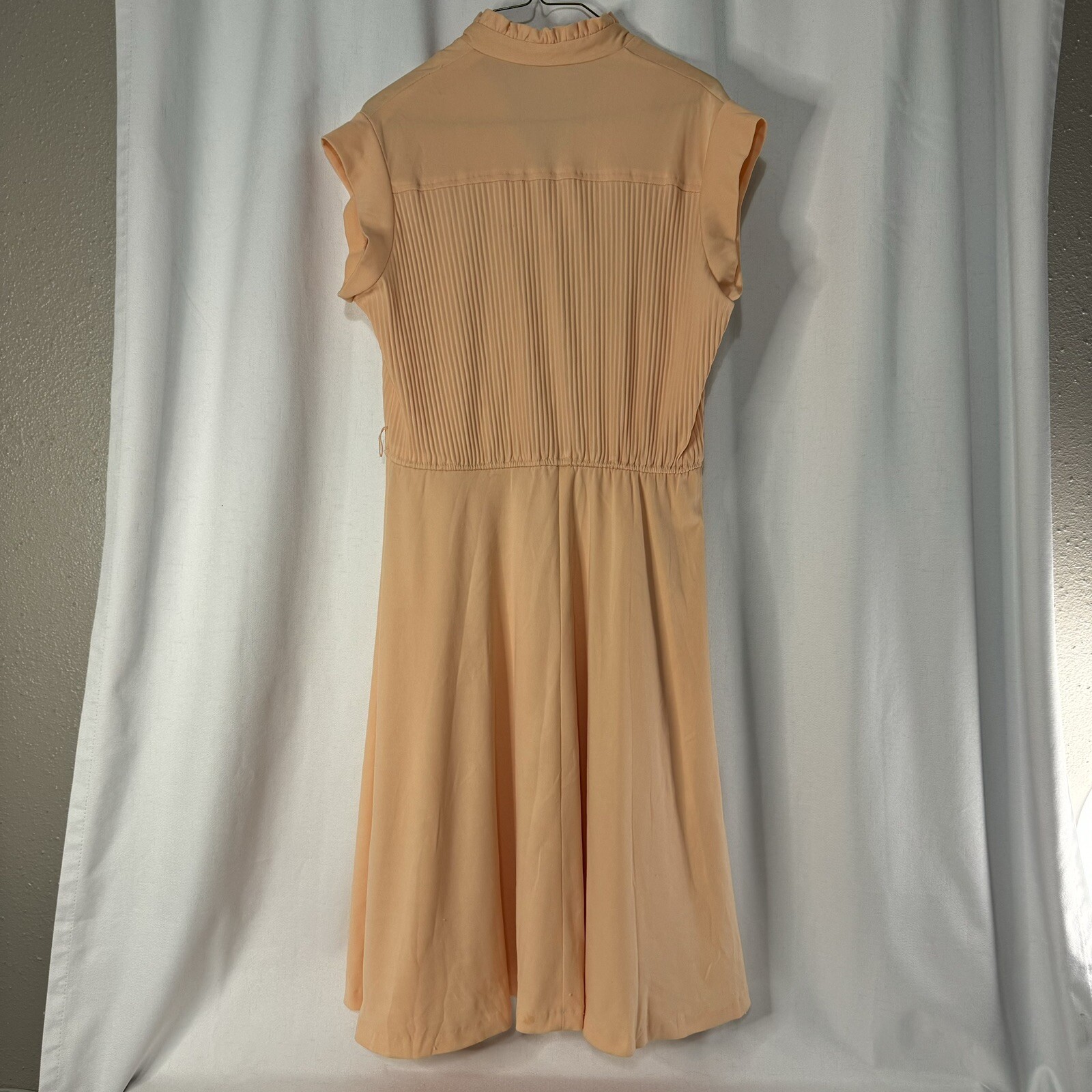 Vintage Queen’s Row Inc Size 18 Elastic Waist Dress Coral Flowy Skirt Cap Sleeve