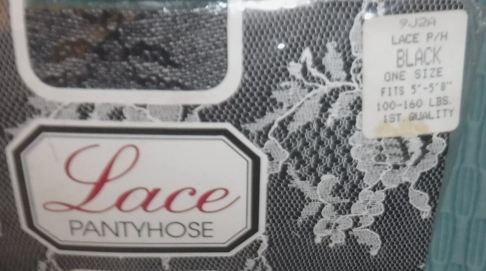Vintage Black Lace Panty Hose One Size 100-160 lbs – New in Package OS