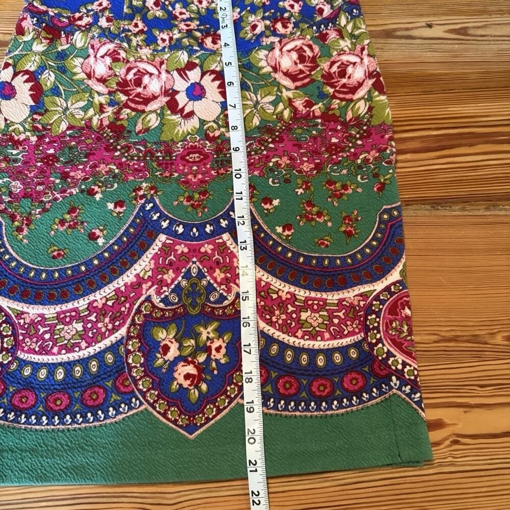 Anthropologie Maeve Skirt Sz 2 Textured Pencil Floral Career Summer Boho Vibrant