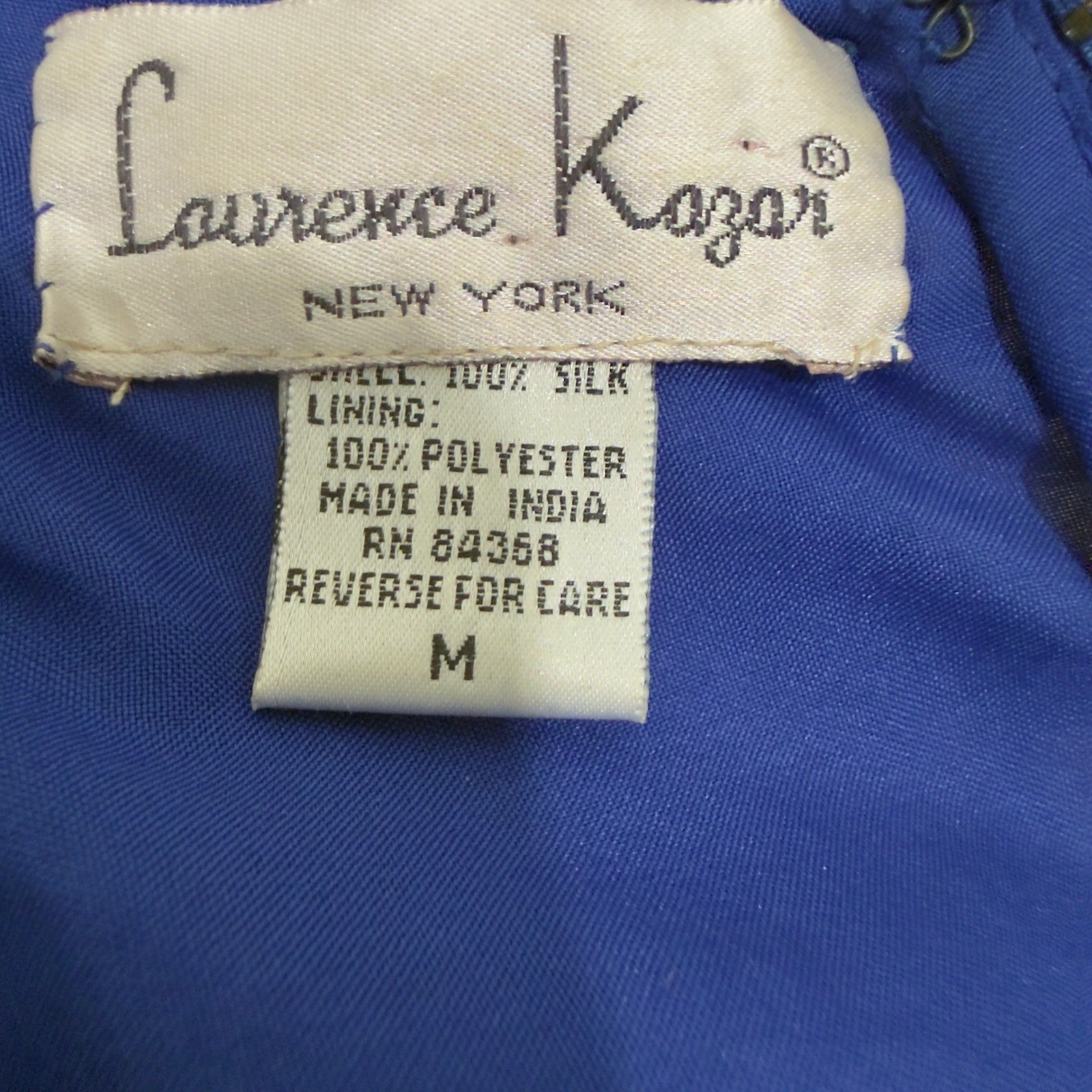Vintage Laurence Kazar Silk Beaded Sequin Evening Top Blue Cocktail Blouse