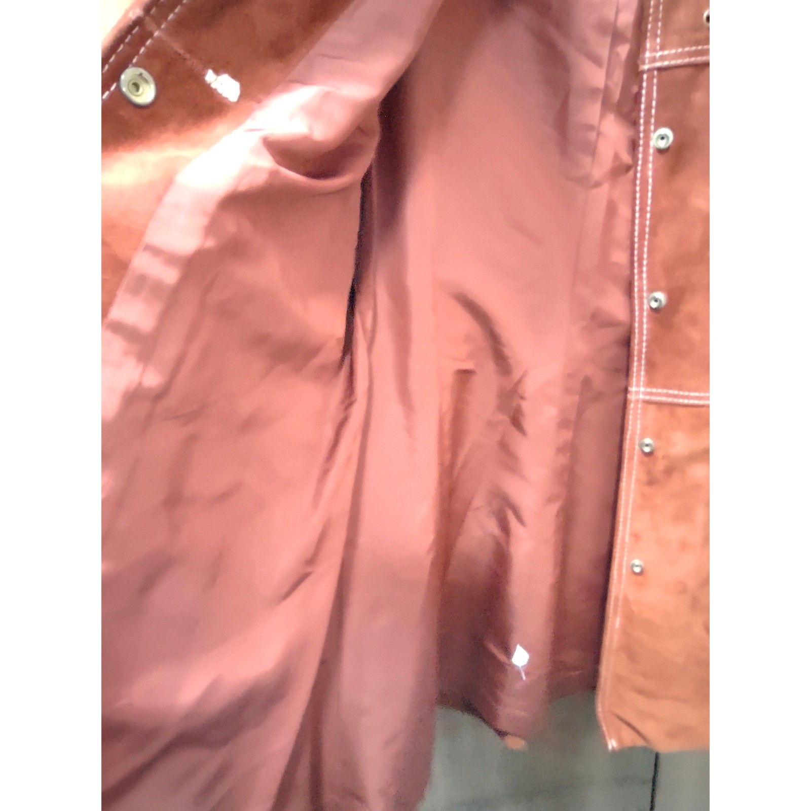 Vintage 70s Burnt Orange Suede Coat Womens Size 13 Snap Closure Lace Up Design