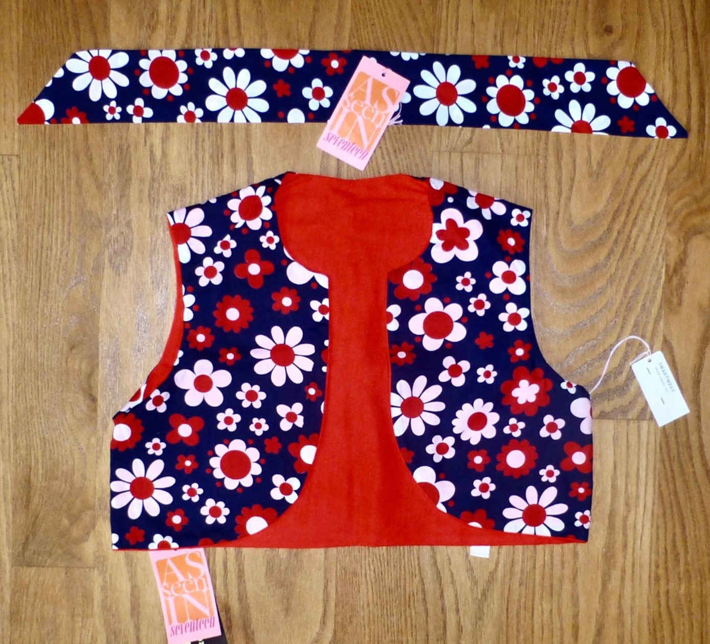 Vintage 1960’s MOD BOHO NOS w/Tags Bolero Style Vest w/Hair Tie Flower Power