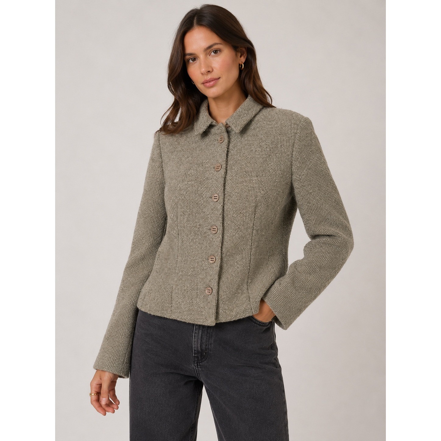 Armani Collezioni Jacket Womens 6 Brown Virgin Wool Silk Vintage Quiet Luxury