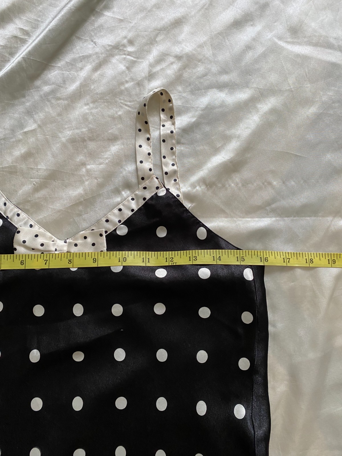Vintage 1990s Black White Polka Dot Satin Half Slip Coquette Pin Up Small