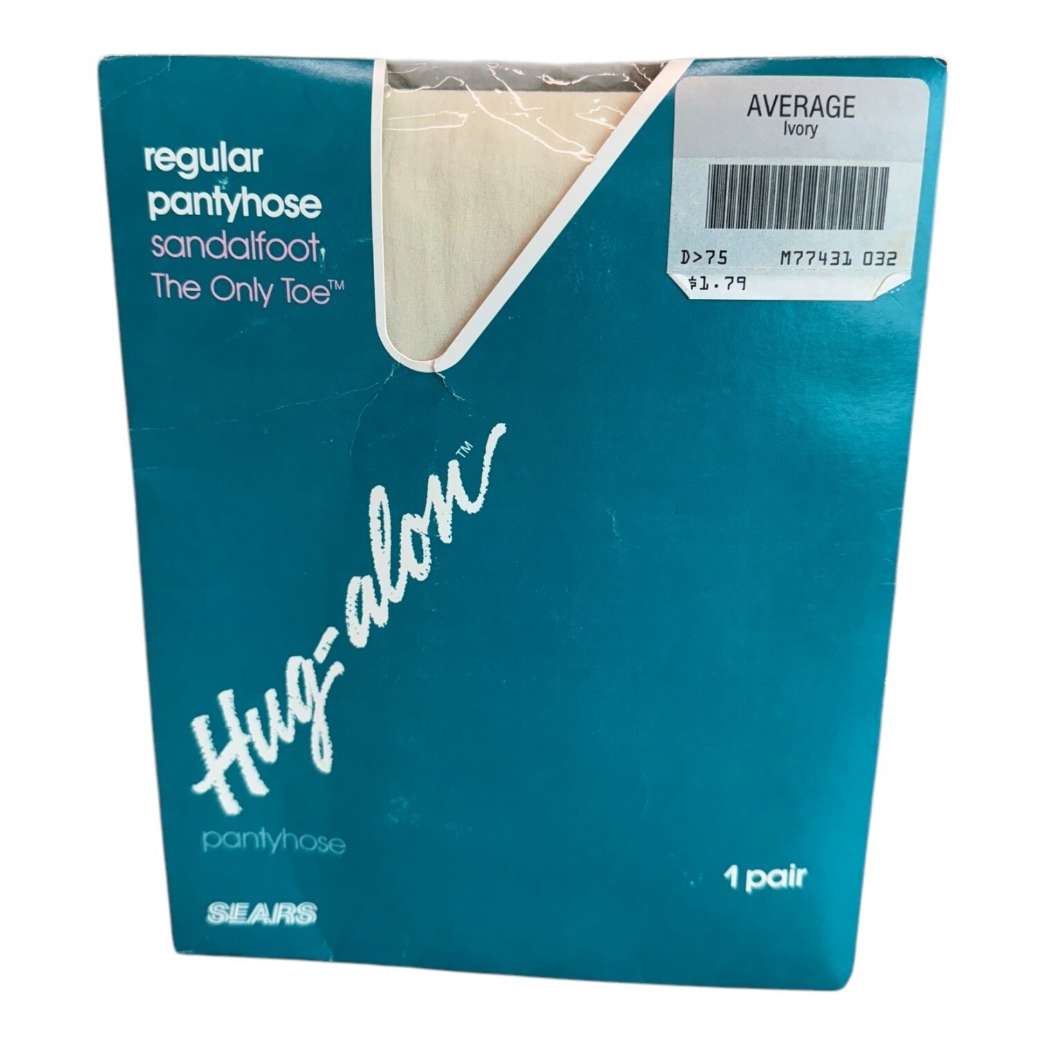 Vintage Sears Hug-alon Regular Pantyhose Sandalfoot the only toe Average Ivory
