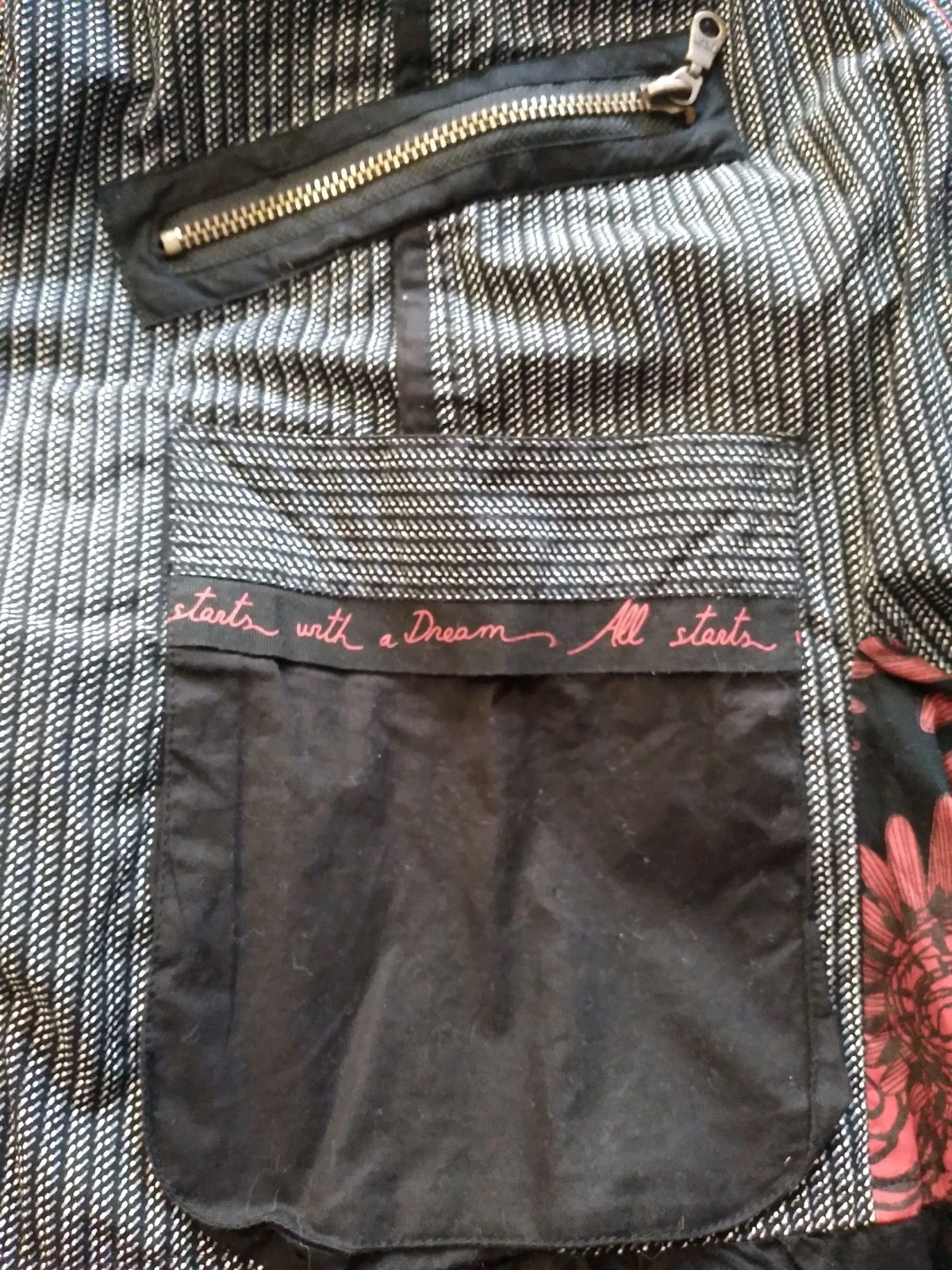 Vintage Desigual Dress Black Red Cotton Ruffle Hem Gothic Art Graffiti India