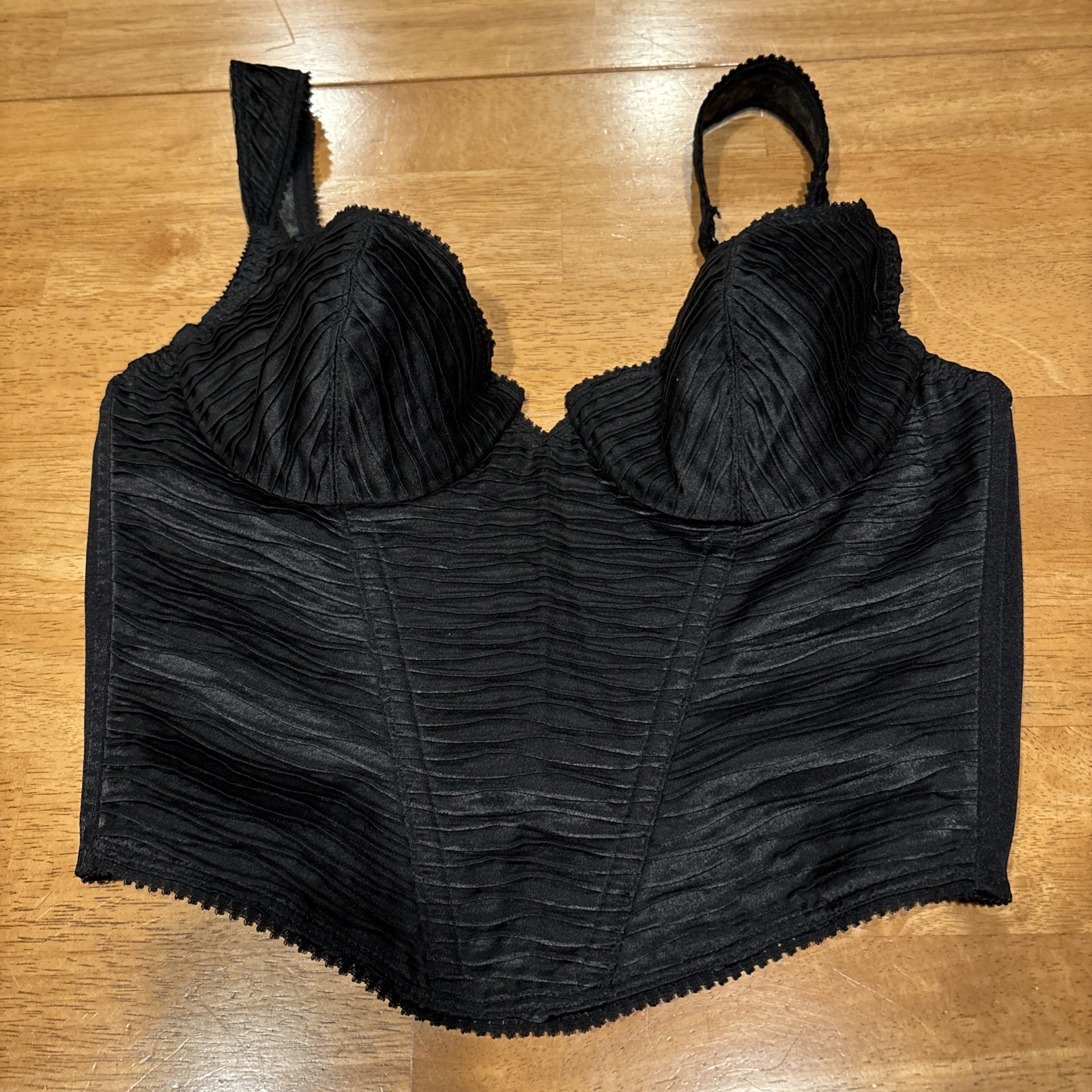 Vintage Lily Of France Black Bustier Corset By Dolores Bra Style Size 36B Cups