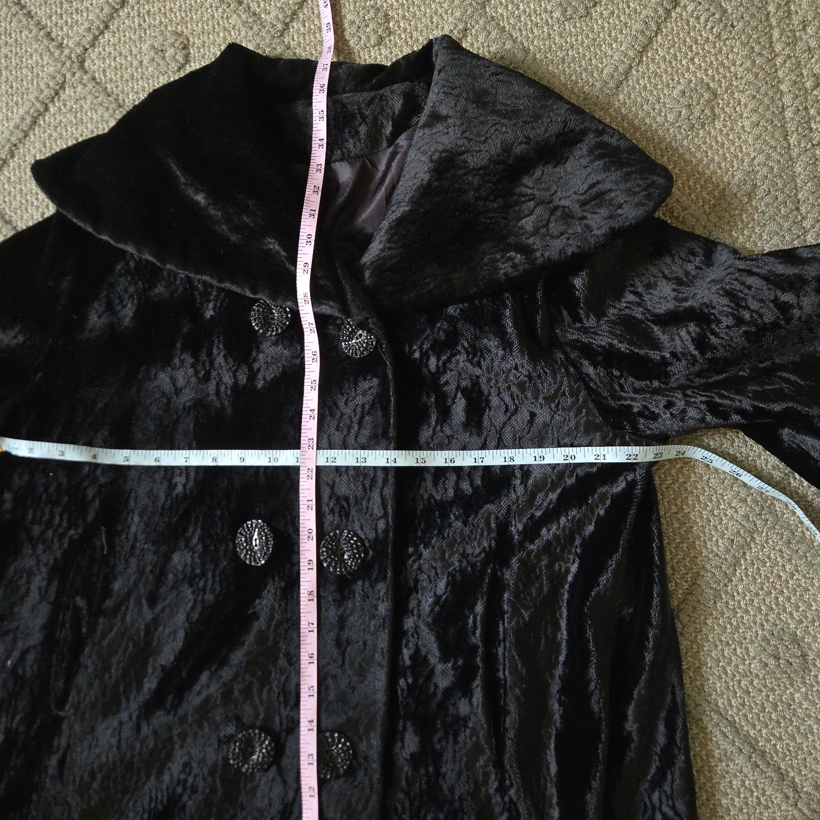 1960s Vintage Swing / Opera Coat Black Faux Fur ILGWU Union Made Double Breasted