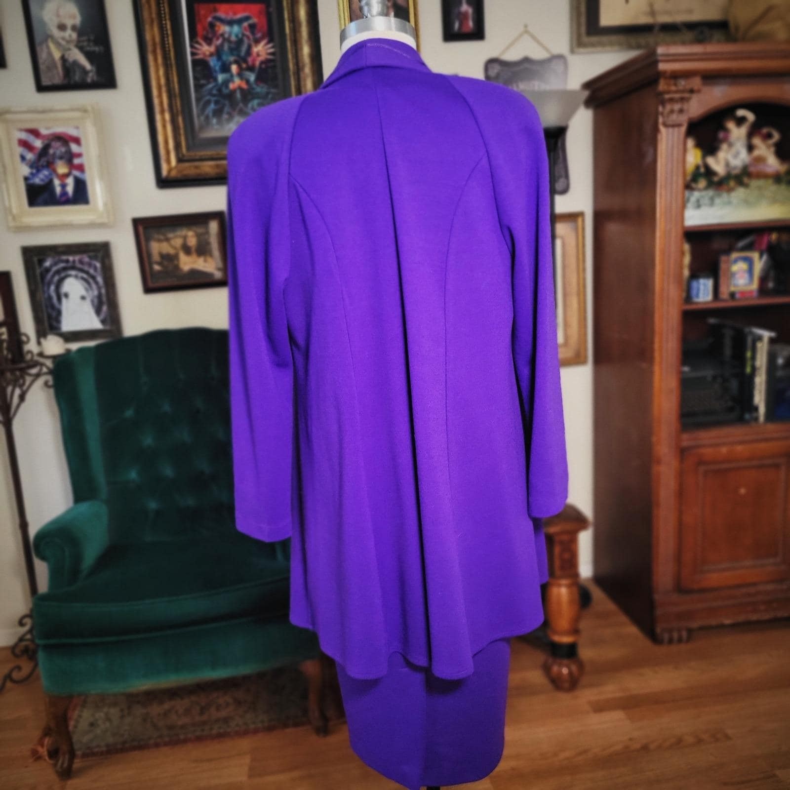 Berg-Ray Frocks Dress Jacket Set Purple Vintage 80s Womens 12 Retro Power Suit