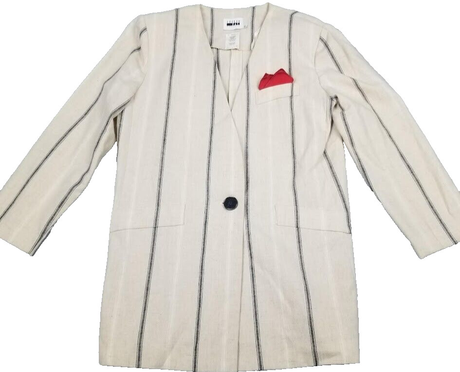 Vtg Leslie Fay Suit Blazer Size 10 Cotton Linen Blend 80s Career Cottage Retro
