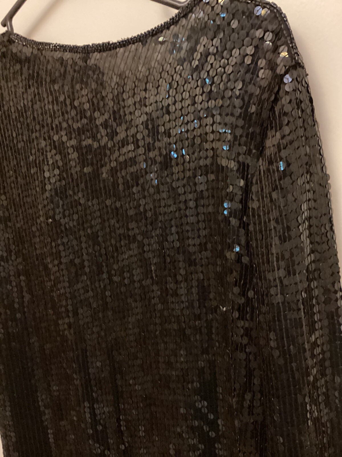 O.R. Fashions LTD Black Silk Sequin Jacket Long Sleeve Vintage
