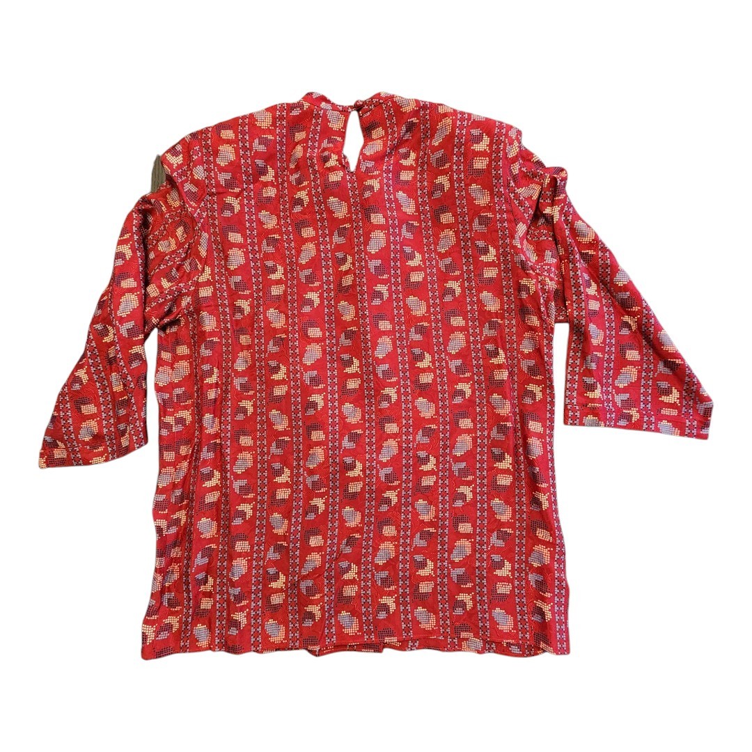 Halston III Vintage 80’s Red Floral Blouse Very Rare Super Condition Size 8 Silk