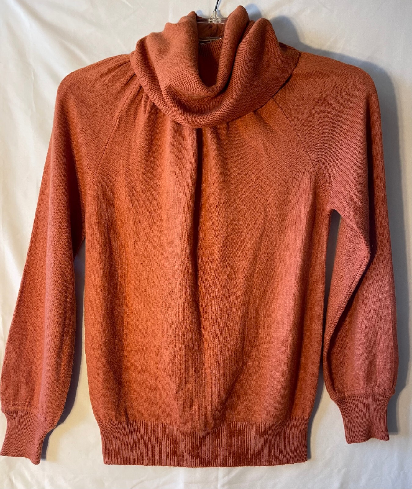 VINTAGE SOCIETY TURTLENECK ACRYLIC SWEATER, Terracotta, M 38″ Bust, EUC