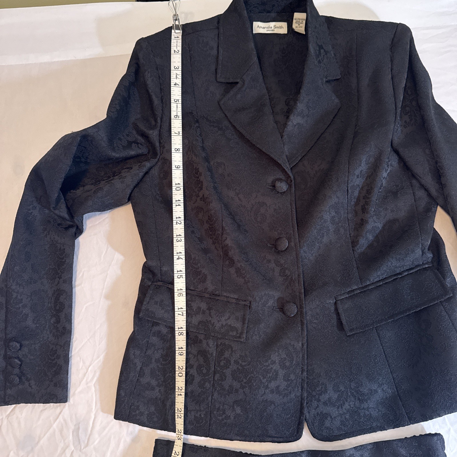 Vintage Amanda Smith Blazer And Skirt Set Black Women’s Size 8 NEW Gorgeous Rare