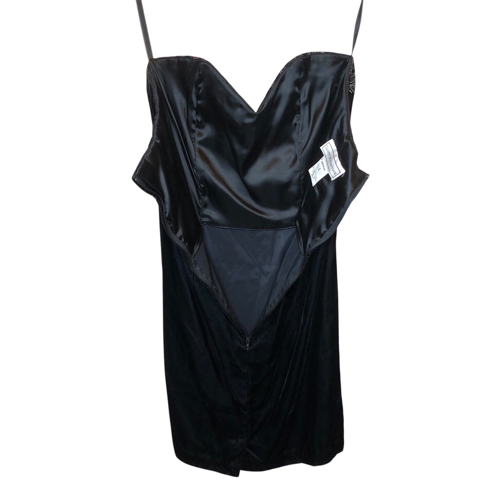 Vintage Velvet Mini Dress Strapless 6 Black Evening Cocktail Glam McClintock NEW