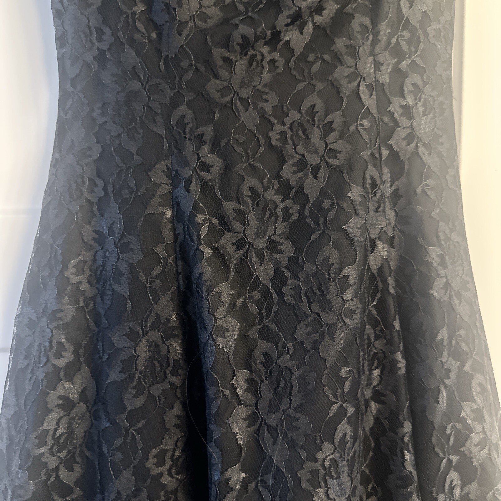 VTG 90s Off Shoulder Flare Mini Dress Prom Sz S Black Lace Roberta Grunge Goth