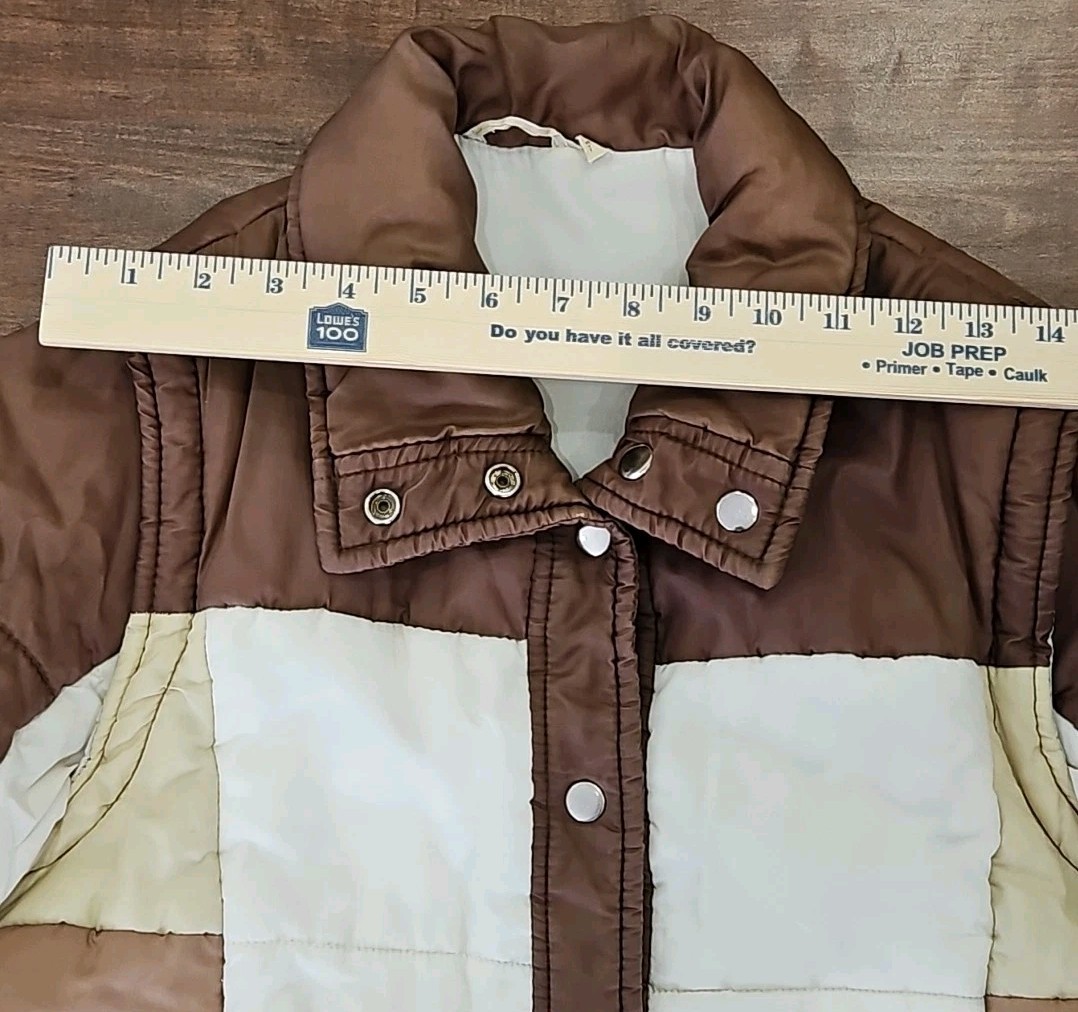 VINTAGE RETRO 1970’S MULTICOLOR NYLON PUFFER JACKET W REMOVABLE SLEEVES SIZE S
