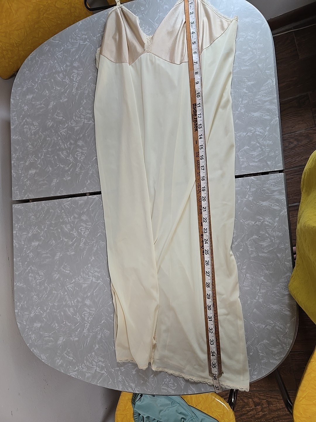 VTG Vanity Fair Cream Lightweight Dacron Polyester Lace Slip Long Dress Sz 40 L