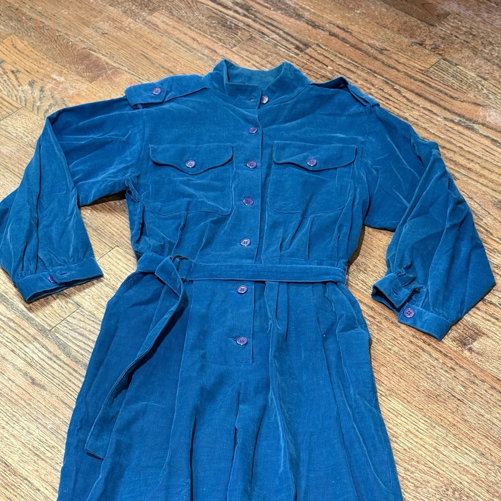 Vintage 80’s Jumpsuit Corduroy Blue 100% Cotton Very Rare Sz Sm. Very Retro