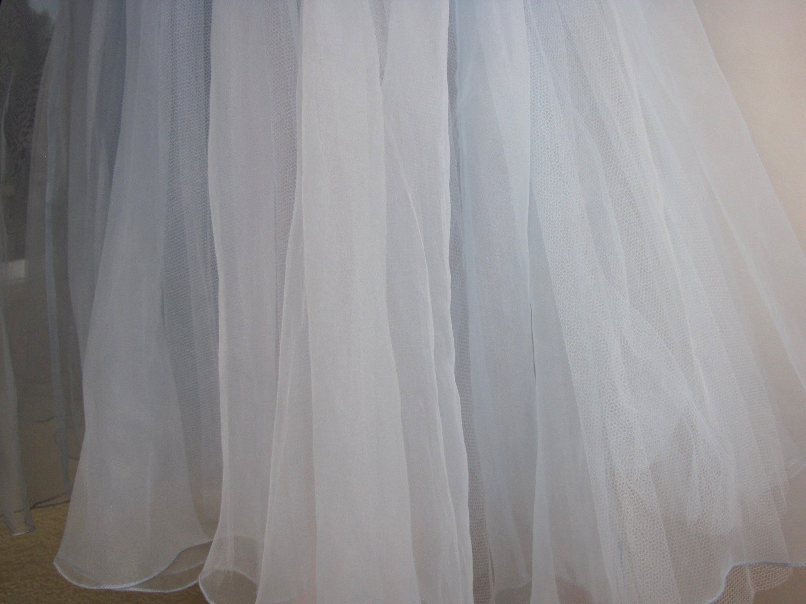Vtg 80s John Charles Tulle Ball Gown / Cocktail Dress Strapless Baby Blue UK 10