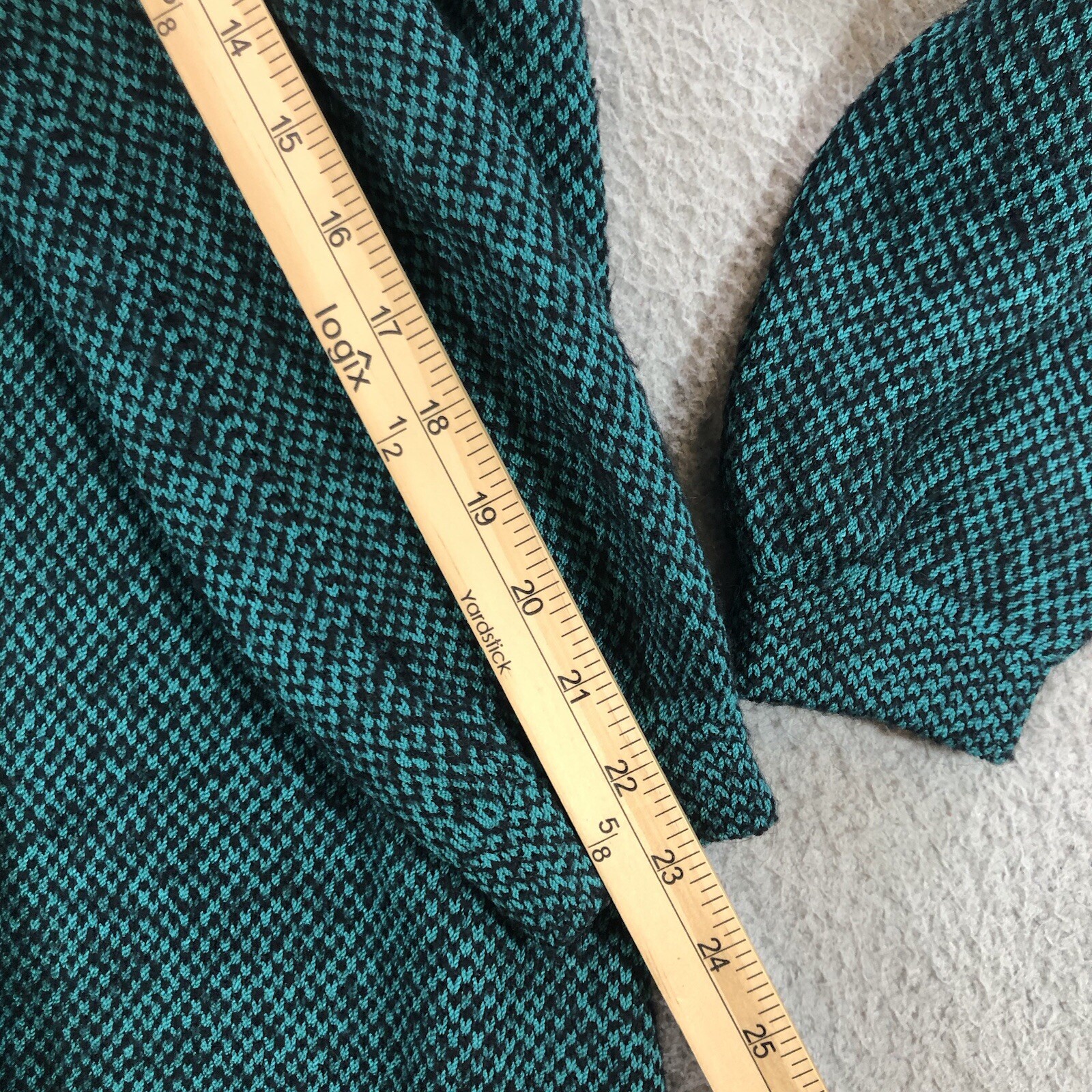 Vtg St John By Marie Gray Knit Dress Green Tweed Beige Collar 80’s Costume
