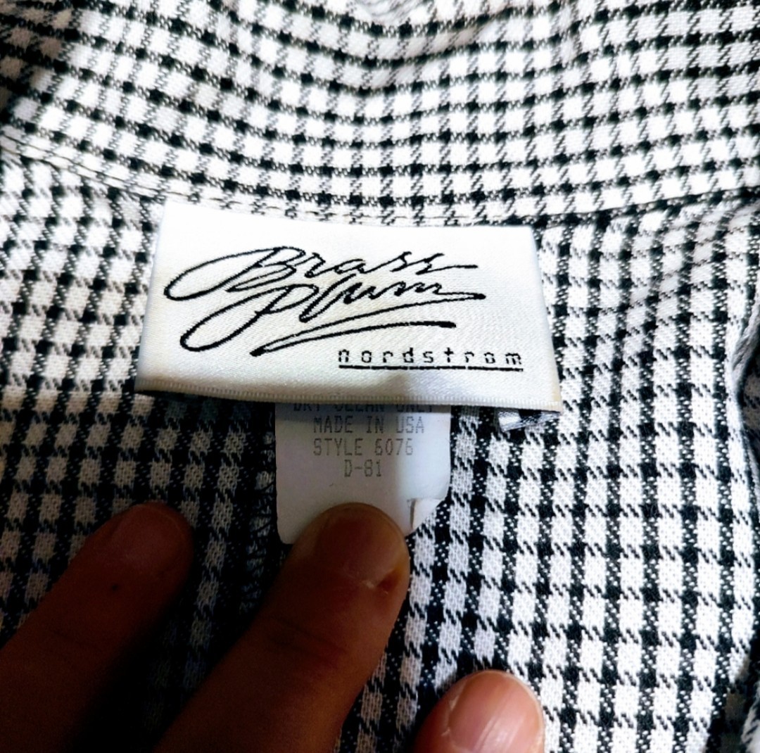 🍒🤍🍒 Awesome 80’s Vtg Nordstrom Black & White Checkered Tailored Jacket – M