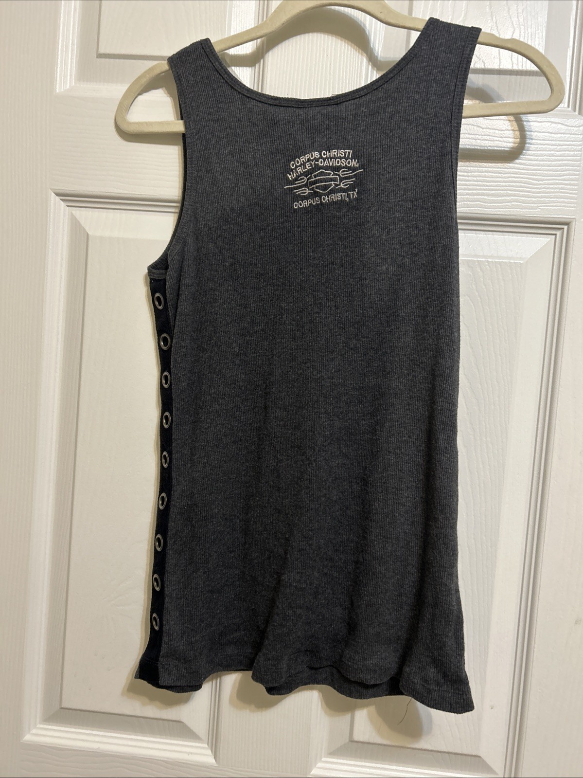 Harley-Davidson Grey Studded Tank Top LG Bling and Embroidered Logo