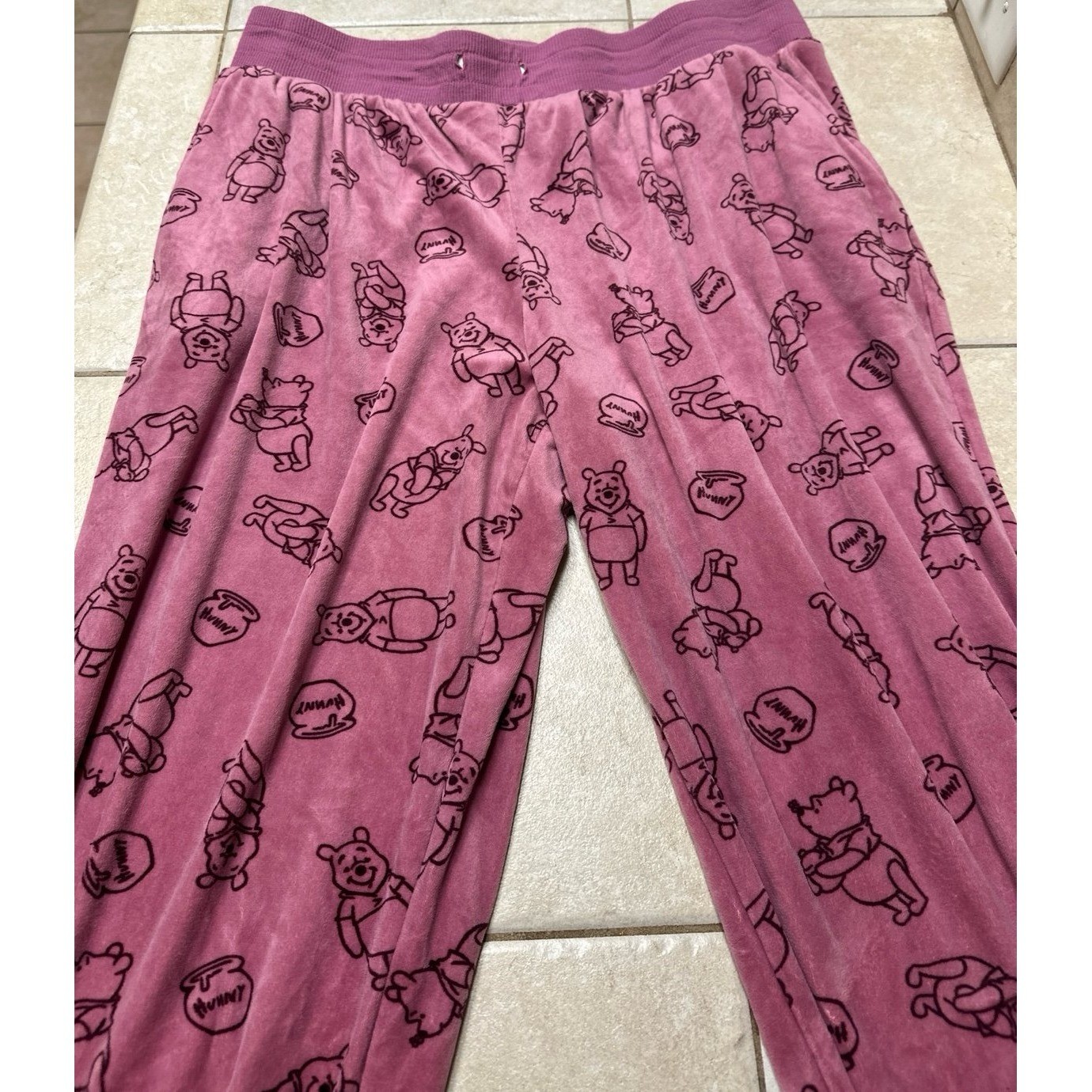 Disney Winnie the Pooh Velour Pants, Size Large, Pink