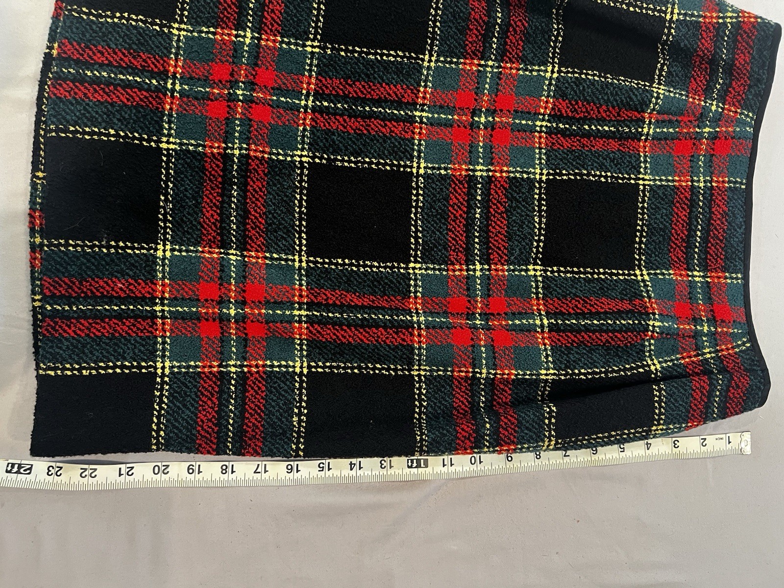 Peggy Jennings Vintage Skirt Suit — Black, Red, Green, Yellow Plaid –Tailored