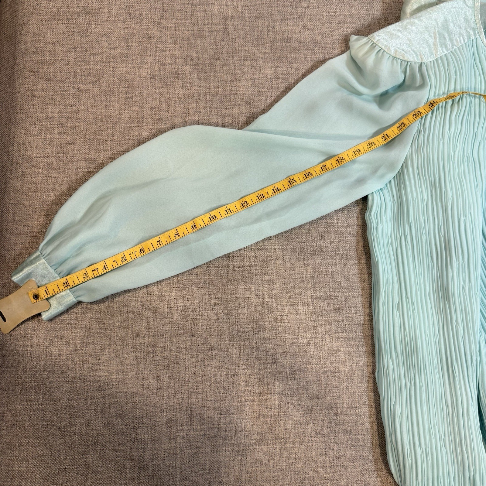 Vintage 70s Seafoam Green Sheer Tiered Prairie Boho Midi Dress Romantic Sz8