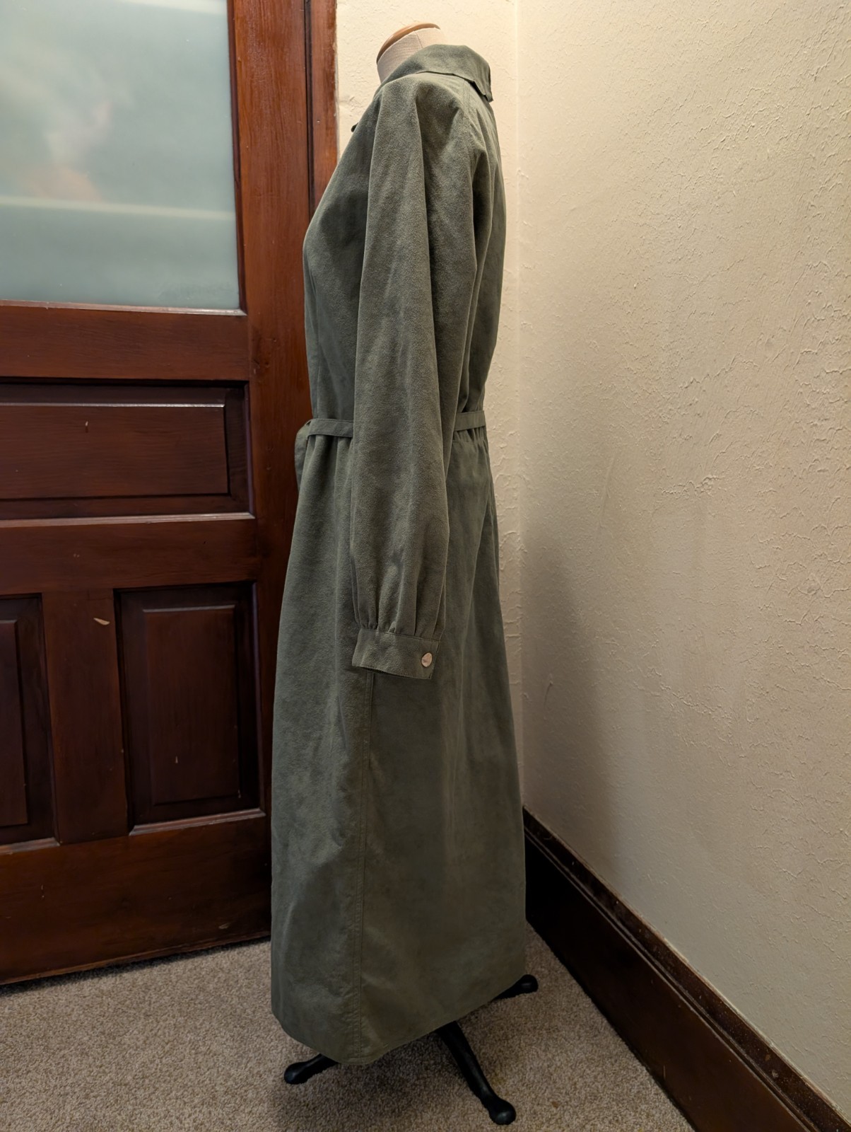 1970’s Joan Leslie By Kasper Ultrasuede Green Dress With Belt Women’s Large