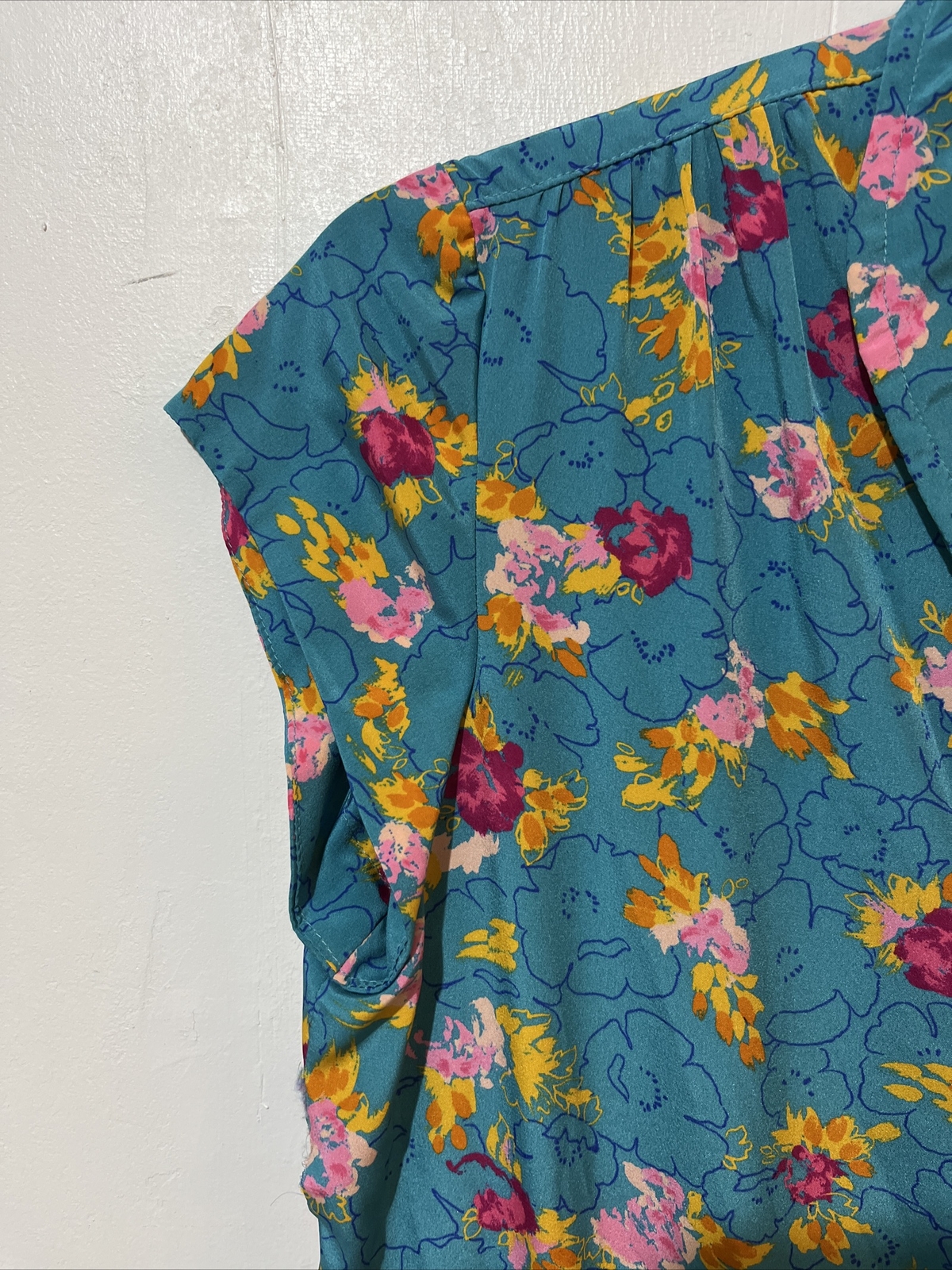 Vtg Anjac Fashions Dress and Jacket Women M Aqua Floral Velour Marc Needleman