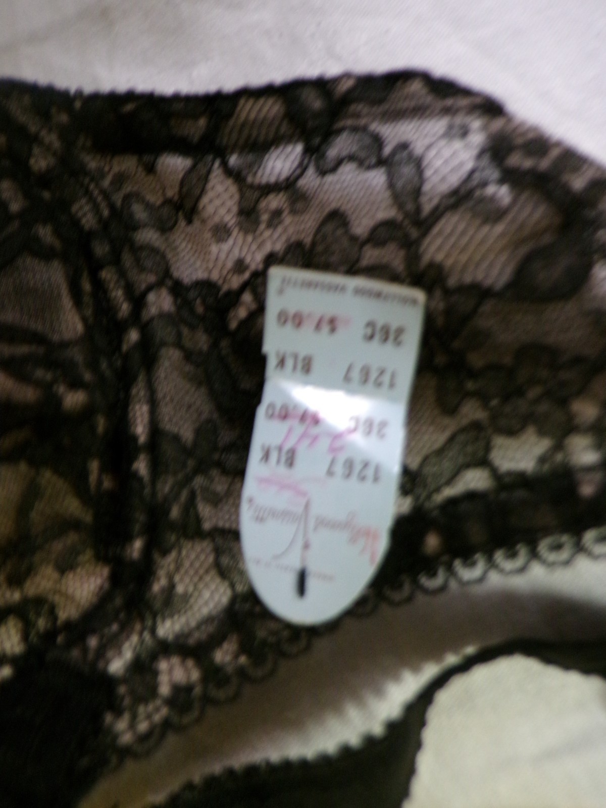 Vintage HOLLYWOOD VASSERETTE Black Lace Bra 36C New w/ Tags