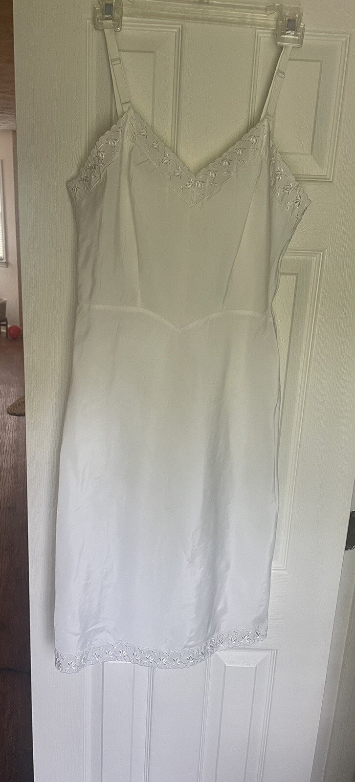 VTG Ariel Barbizon Slip Tafredda White Adjustable Eyelet Trim Side Zip Sz 14