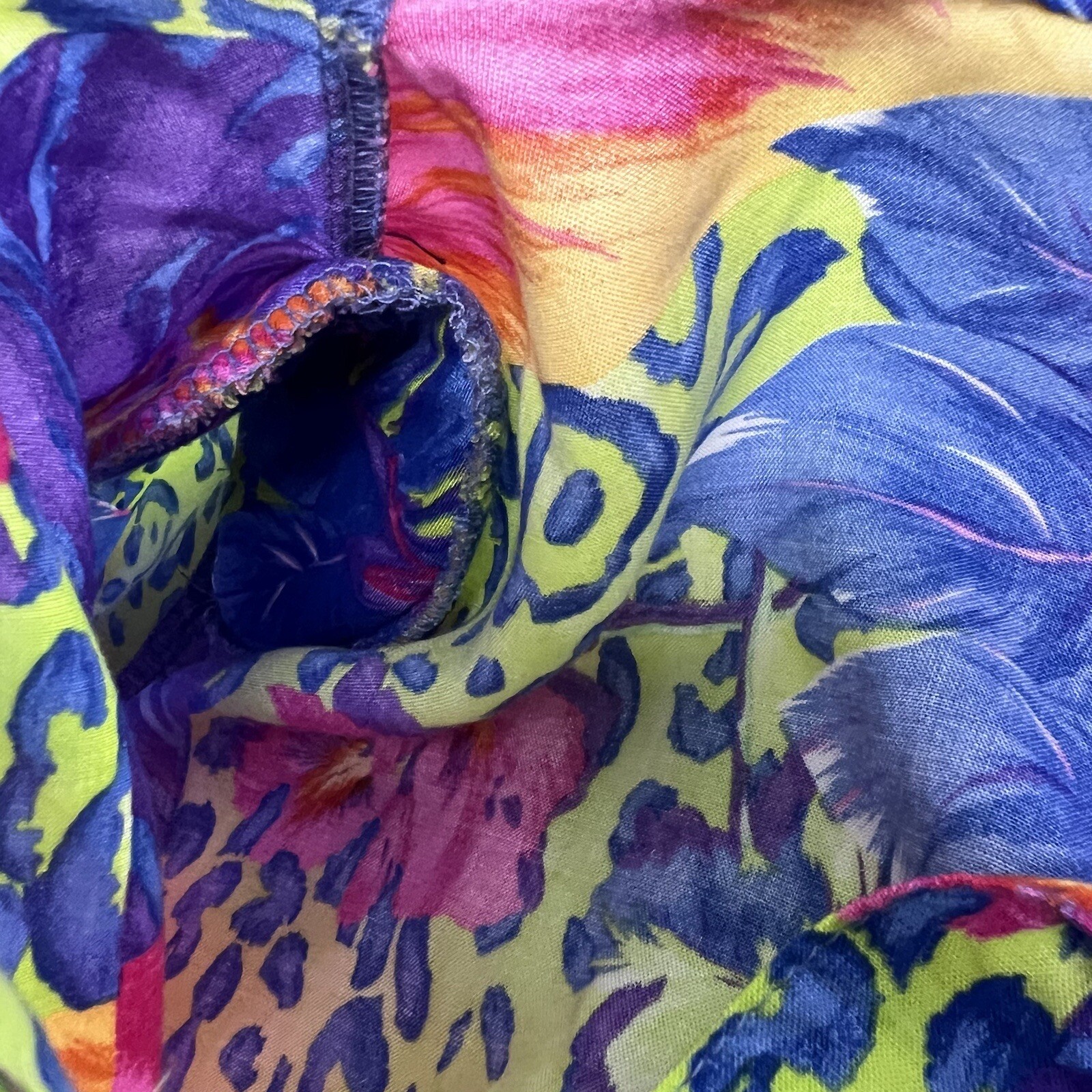 Vintage Sea Suns Neon Bright Floral Tropical Leopard Beach Pants & Top Set XL