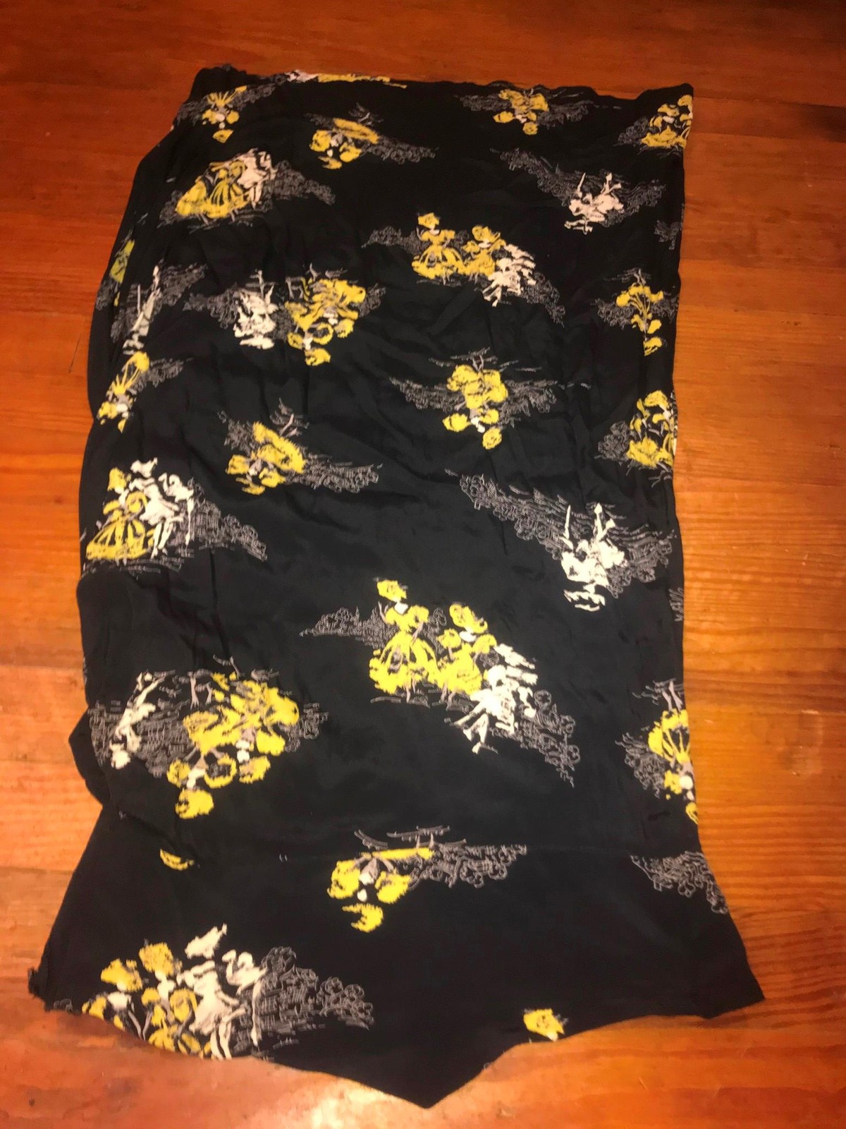 VTG 50S 60S WOMENS S BLACK SIDE ZIP WRAP ASIAN ORIENTAL PRINT DRESS SKIRT