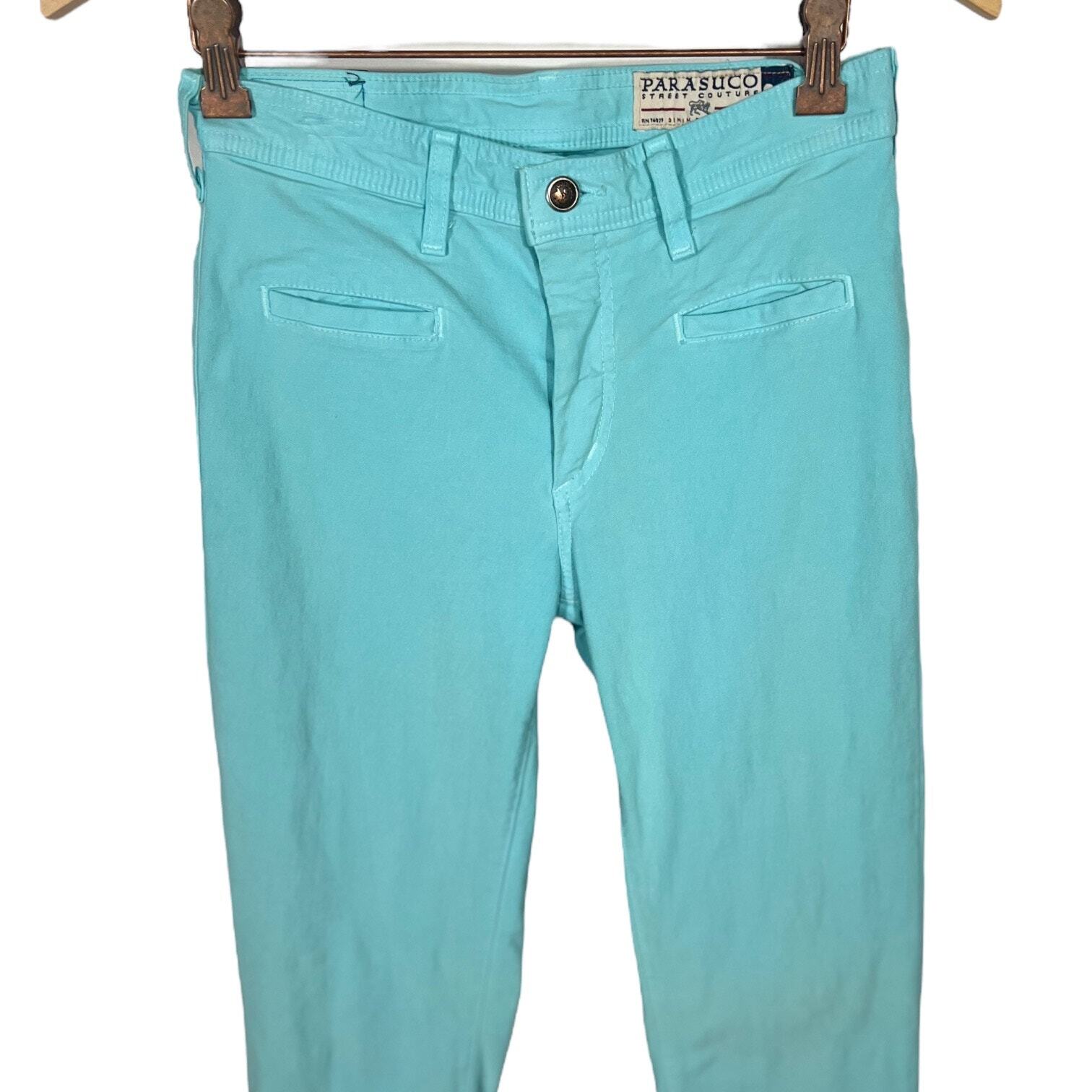 Vintage Parasuco Jeans (S) Turquoise Stretch Mid-Rise 80s/90s Canada 8016