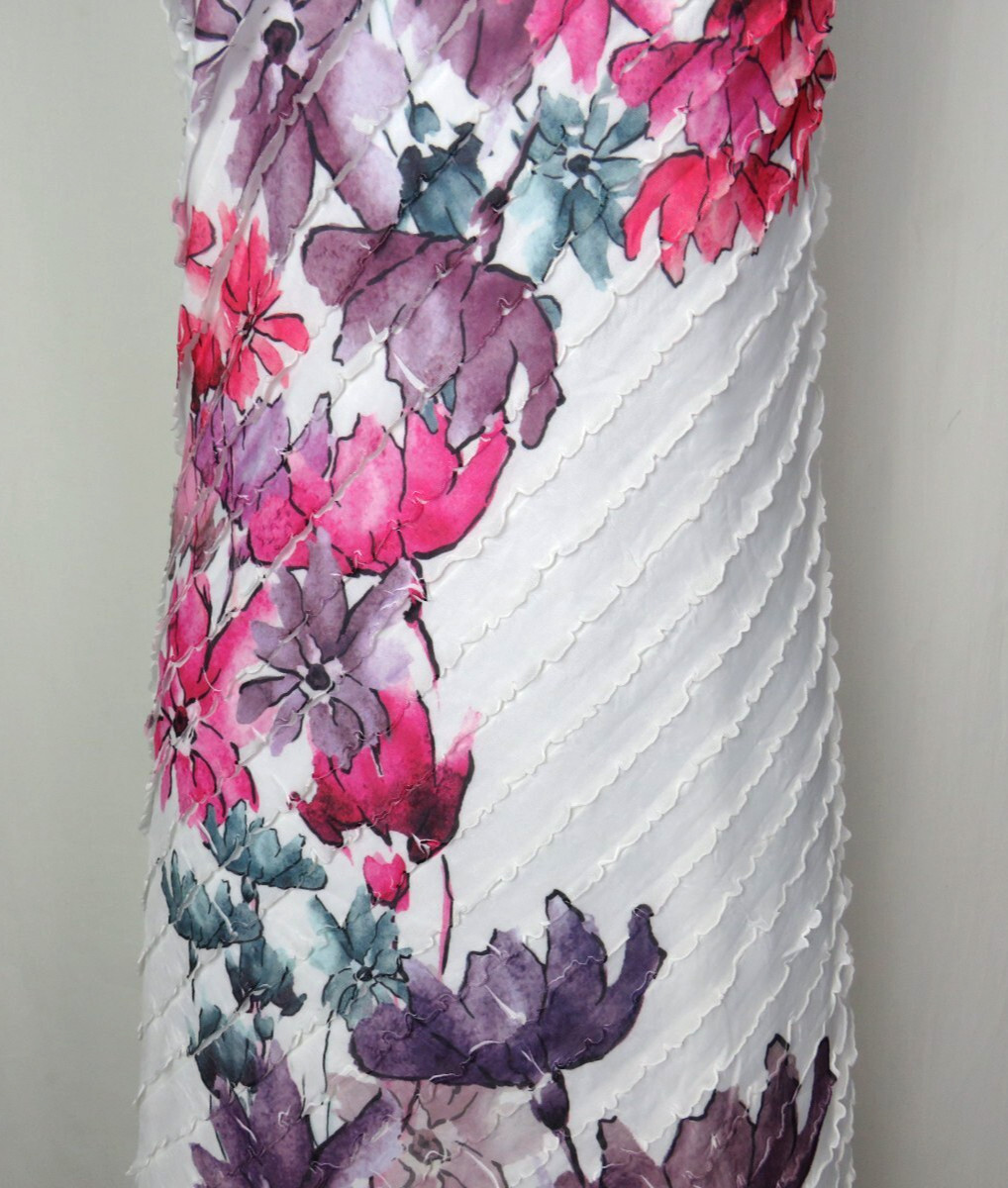VTG 1980s 90s FLORAL DRESS CHRISTOPHER & BANKS SIZE SMALL RUFFLES POLY SPANDEX