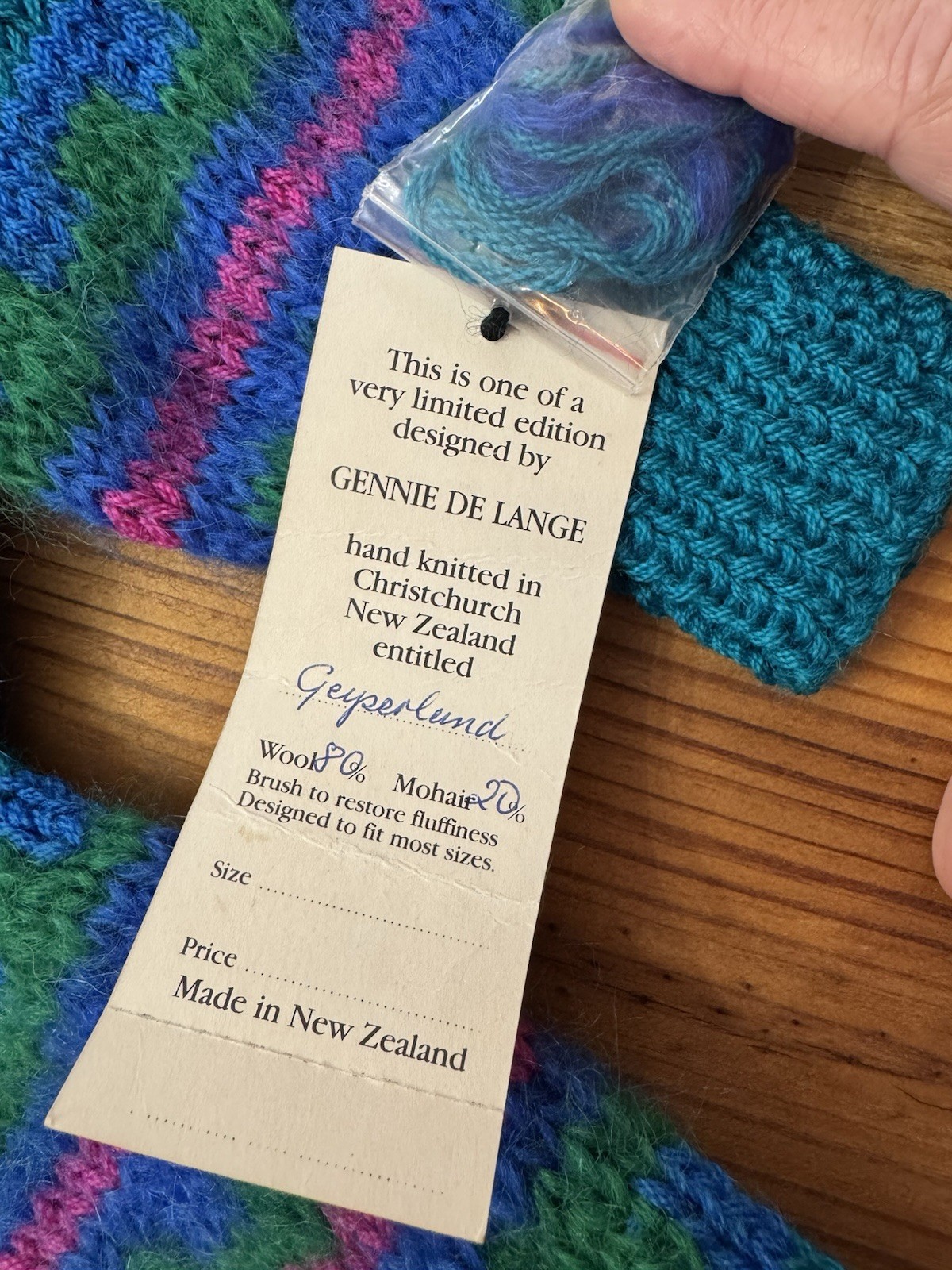 Vintage Wool Mohair NEW New Wave 90’s New Zealand Gennie De Lange Cardigan S/M
