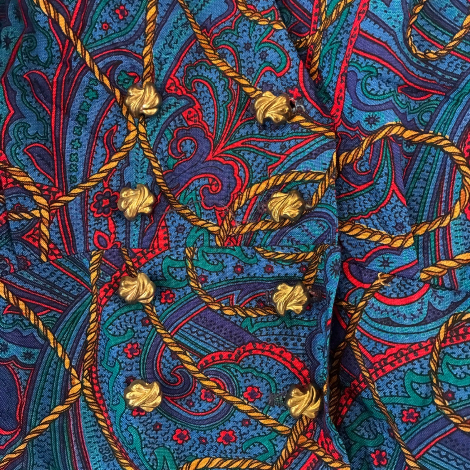 Vtg NWT Lady Carol Petites Top/Skirt 14P Paisley Nautical Rope Tier Retro Office