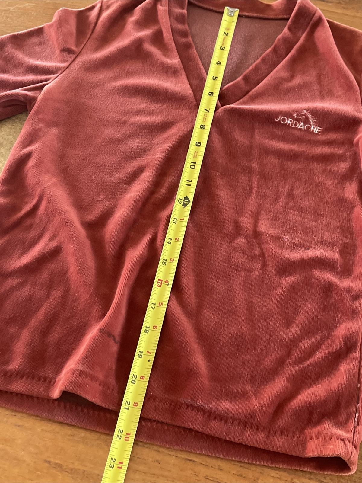 Vintage 1970s Terry Velour Top Jordache Horse Pullover Shirt Rust Brown Sz S