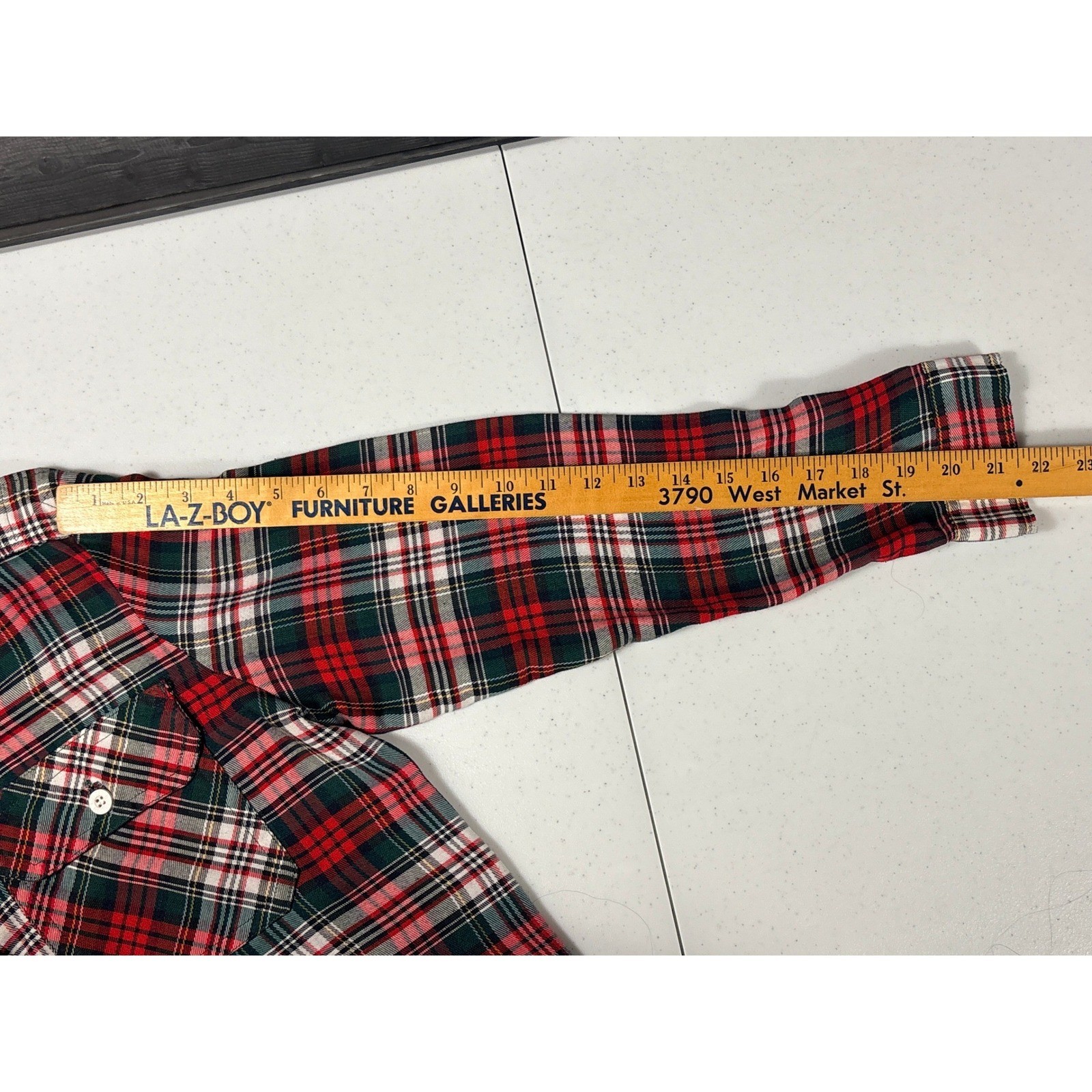 Vintage 70s Rockabilly Plaid Button Down Shirt Red Epaulets Zip Pocket Womens M
