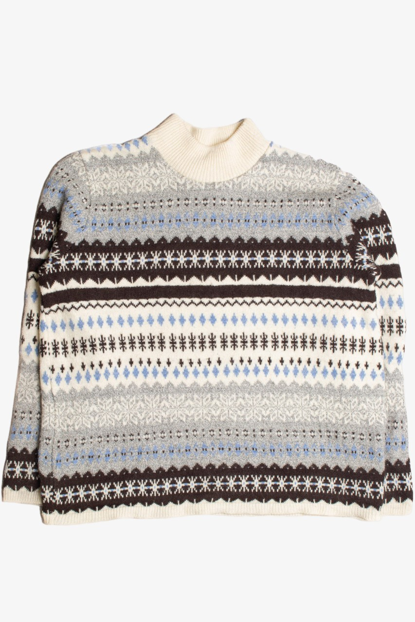 Vintage D’allaird’s Fair Isle Sweater X-Large Gray Blue Knit Pattern 1028