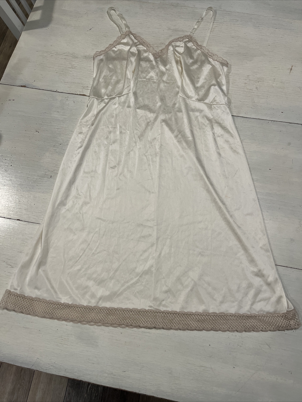 Vintage Slip Women’s 36 Full Ivory With Lace Trim Adjustable Straps