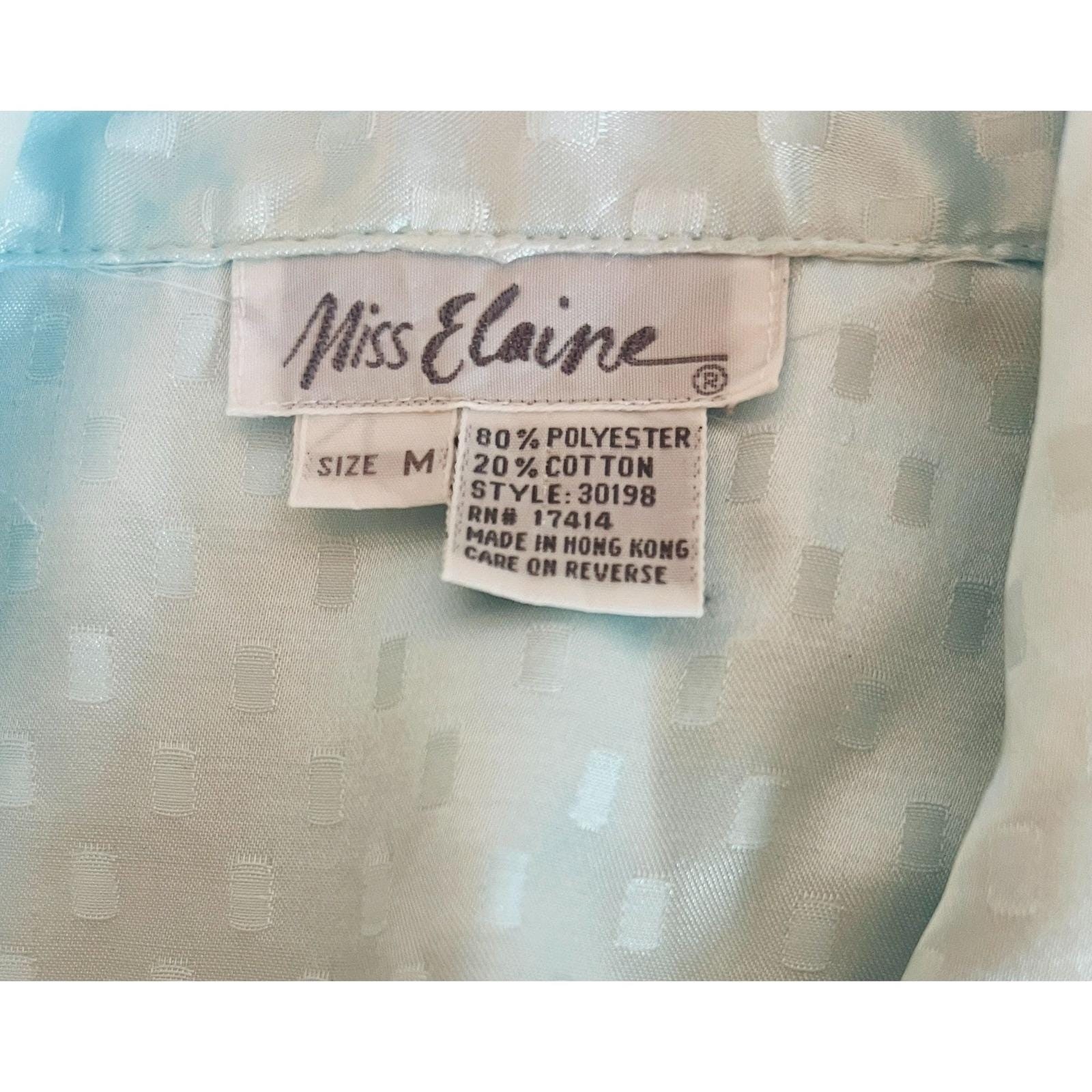 Vtg Miss Elaine Sea foam Green Satin Soft Wrap M Robe Embroidery Heart & Flowers