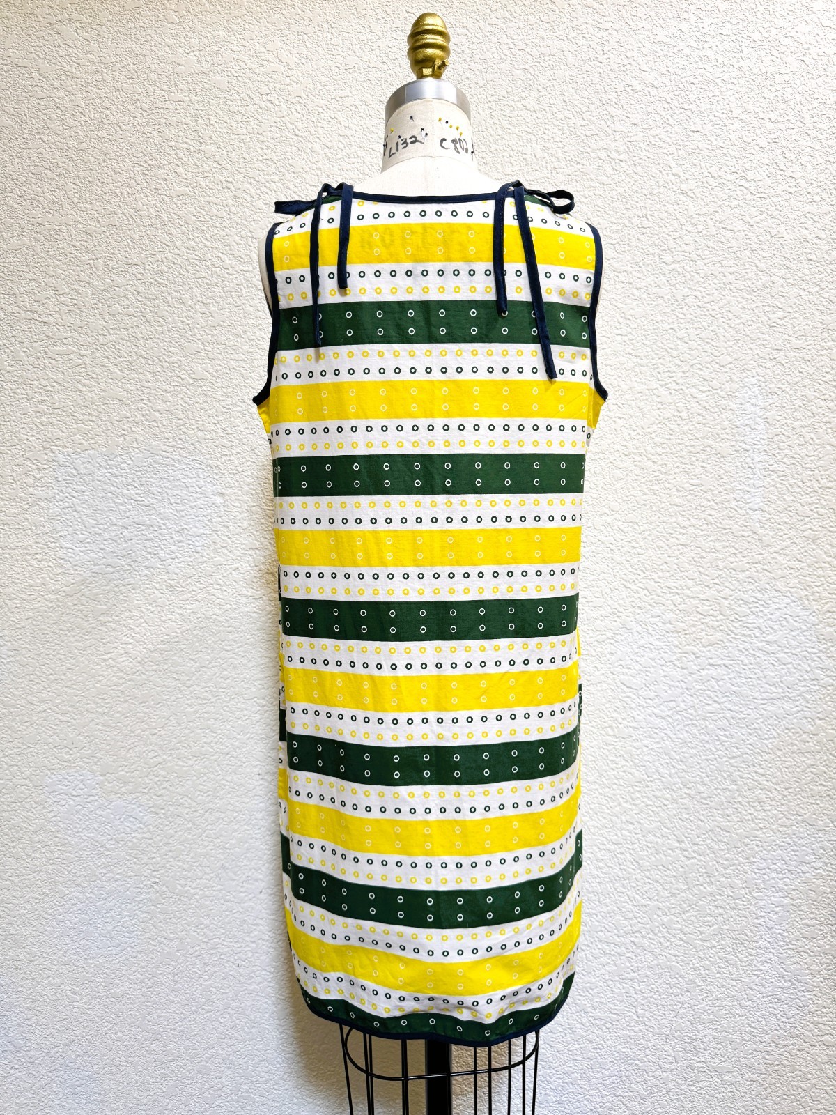 Vintage 1960s Mod Green and Yellow Mini Shift Dress or Beach Cover-up Large L